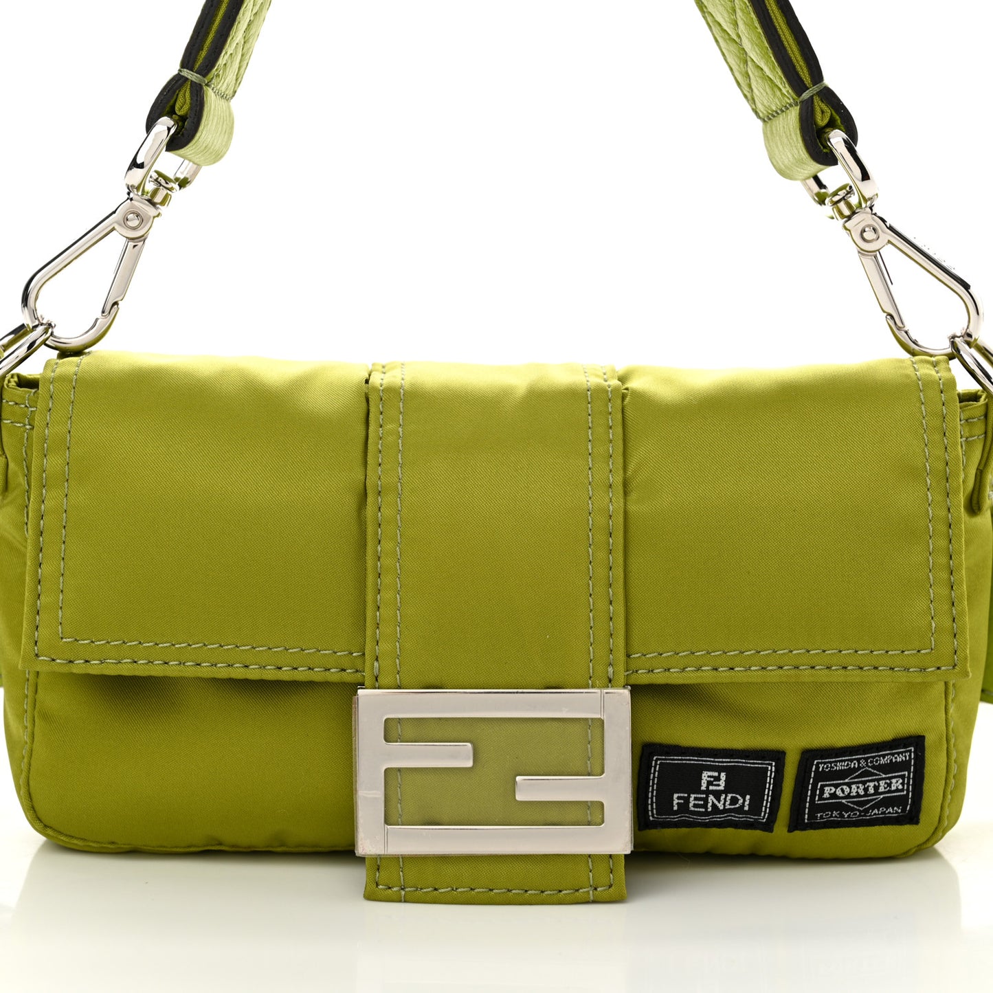 X PORTER Nylon Cuoio Roma Mini Phone Baguette Belt Bag Wasabi