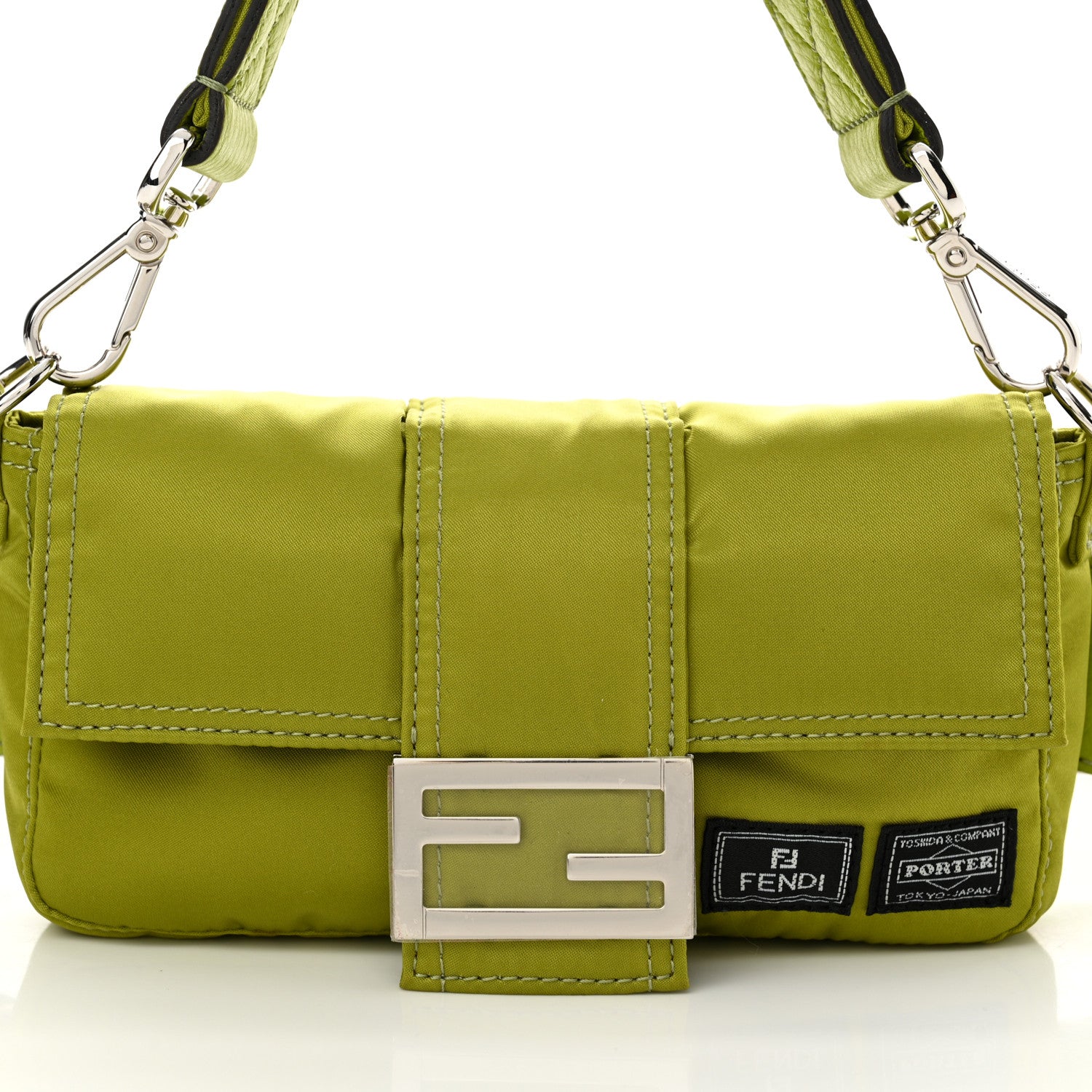 Fendi X PORTER Nylon Cuoio Roma Mini Phone Baguette Belt Bag Wasabi 8 of 10