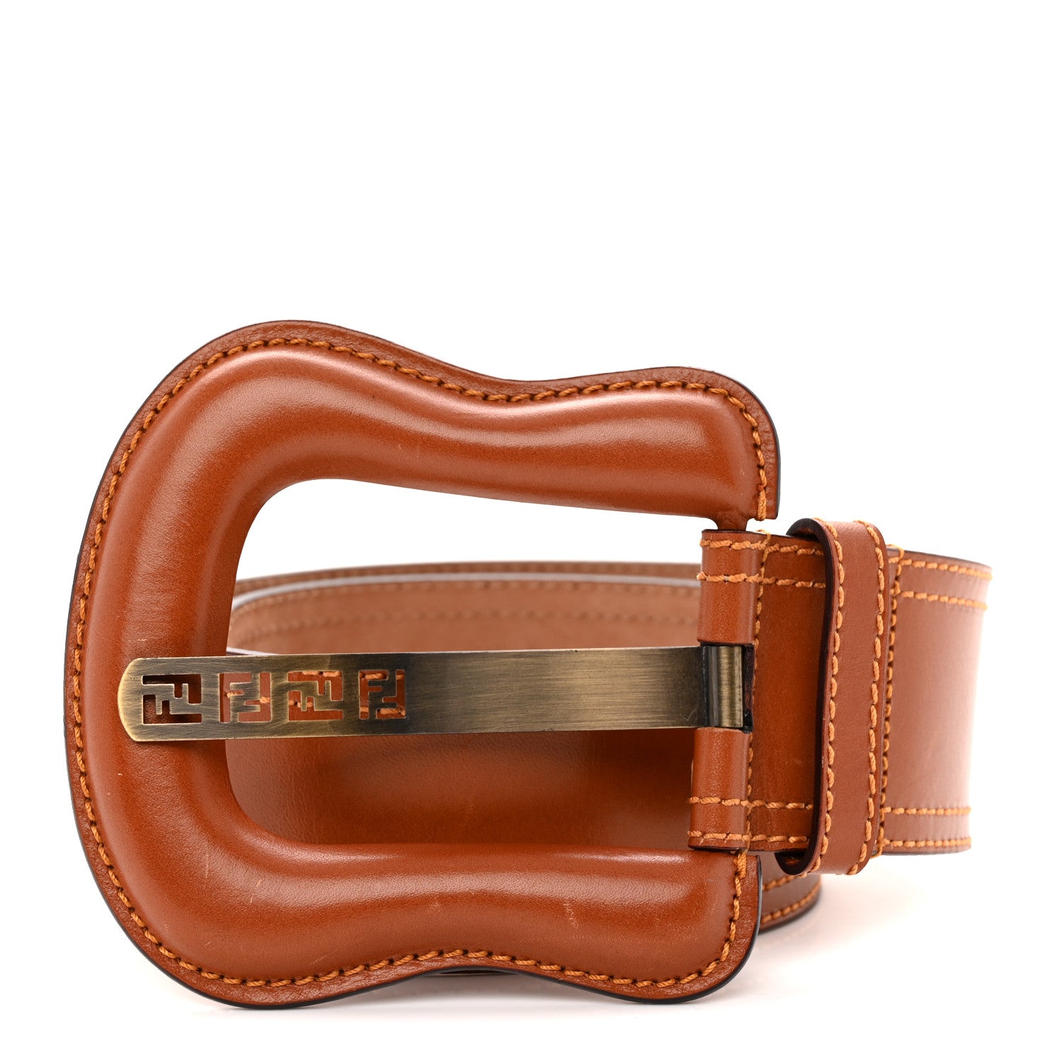 Fendi Calfskin B Wide Belt 70 28 Brown 1 of 6