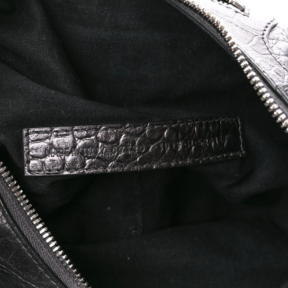 Balenciaga Metallic Calfskin Crocodile Embossed Crystal Small Le Cagole Shoulder Bag Gunmetal 7 of 14