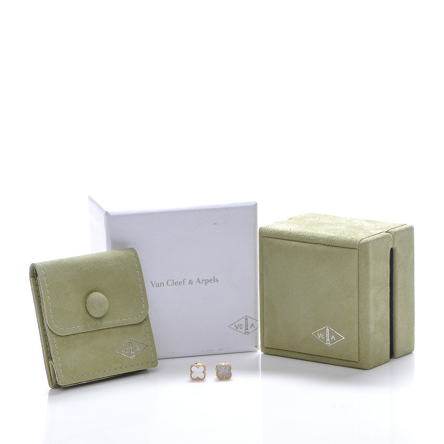 Van Cleef & Arpels 18K Yellow Gold Mother of Pearl Sweet Alhambra Earrings 7 of 7
