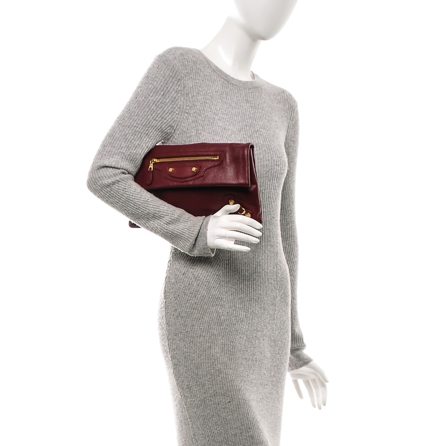 Balenciaga Chevre Hamilton Giant 12 Gold Hardware Envelope Clutch Bordeaux 2 of 9