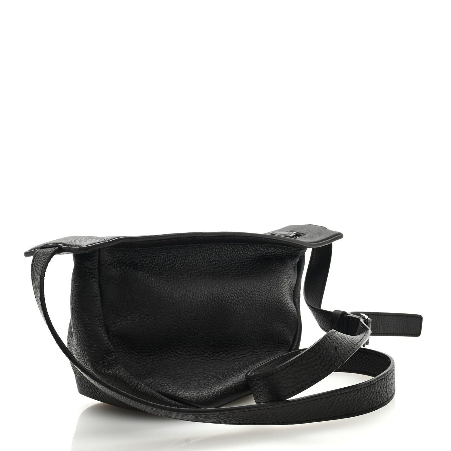 Grained Calfskin Small Slouchy Banana Bag Black