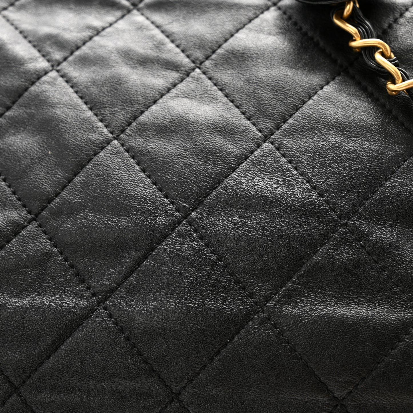 Iridescent Calfskin Quilted Large In The Mix Tote Black