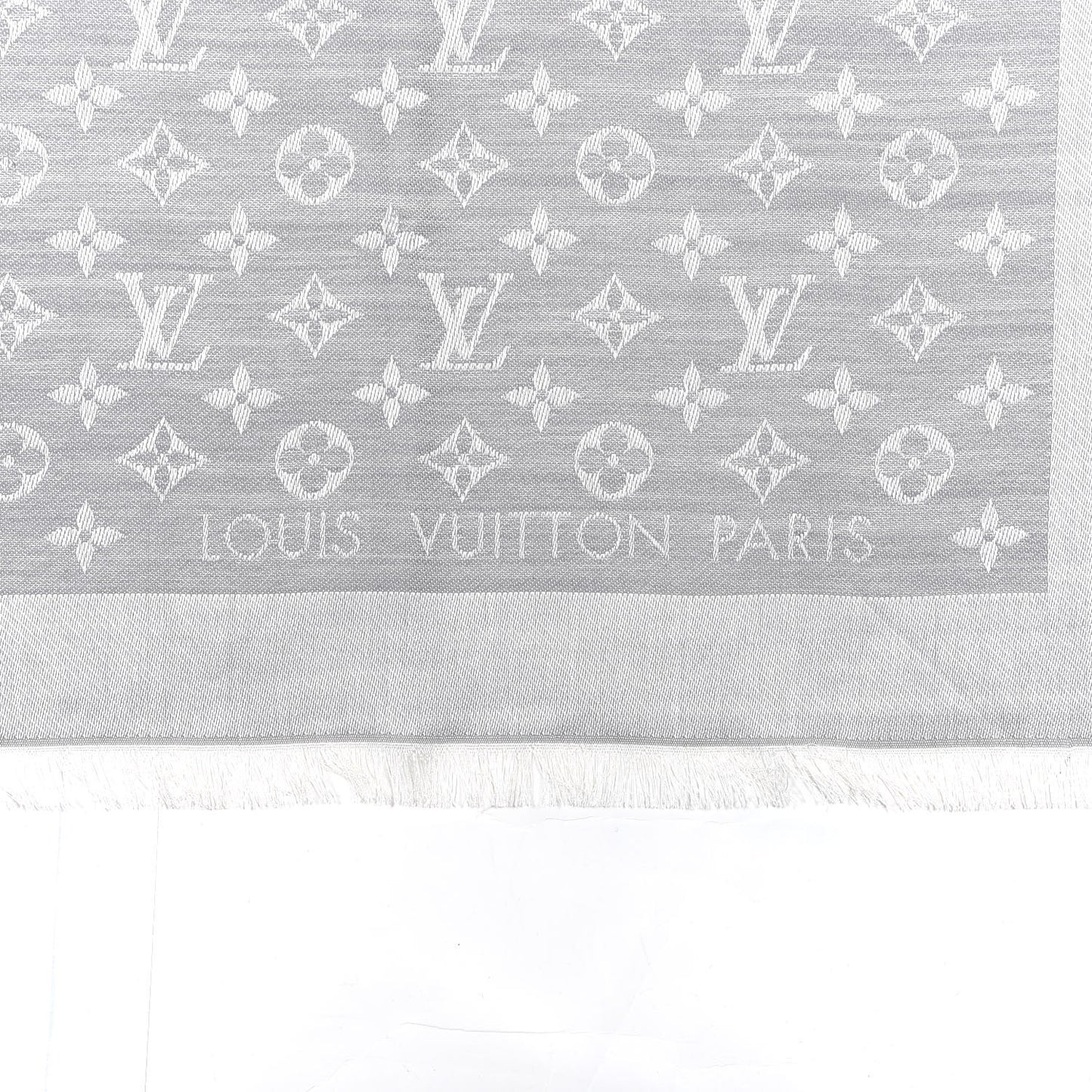 Wool Silk Monogram Denim Shawl Grey