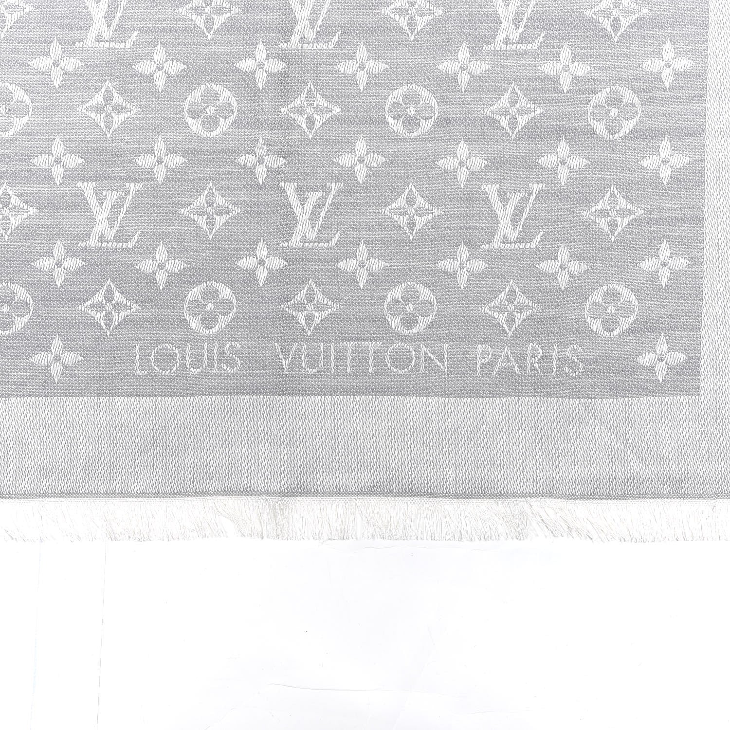 Louis Vuitton Wool Silk Monogram Denim Shawl Grey 2 of 4