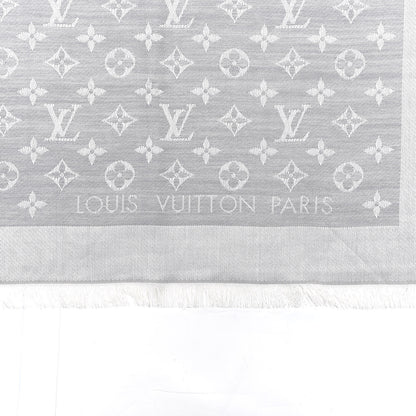 Louis Vuitton Wool Silk Monogram Denim Shawl Grey 2 of 4