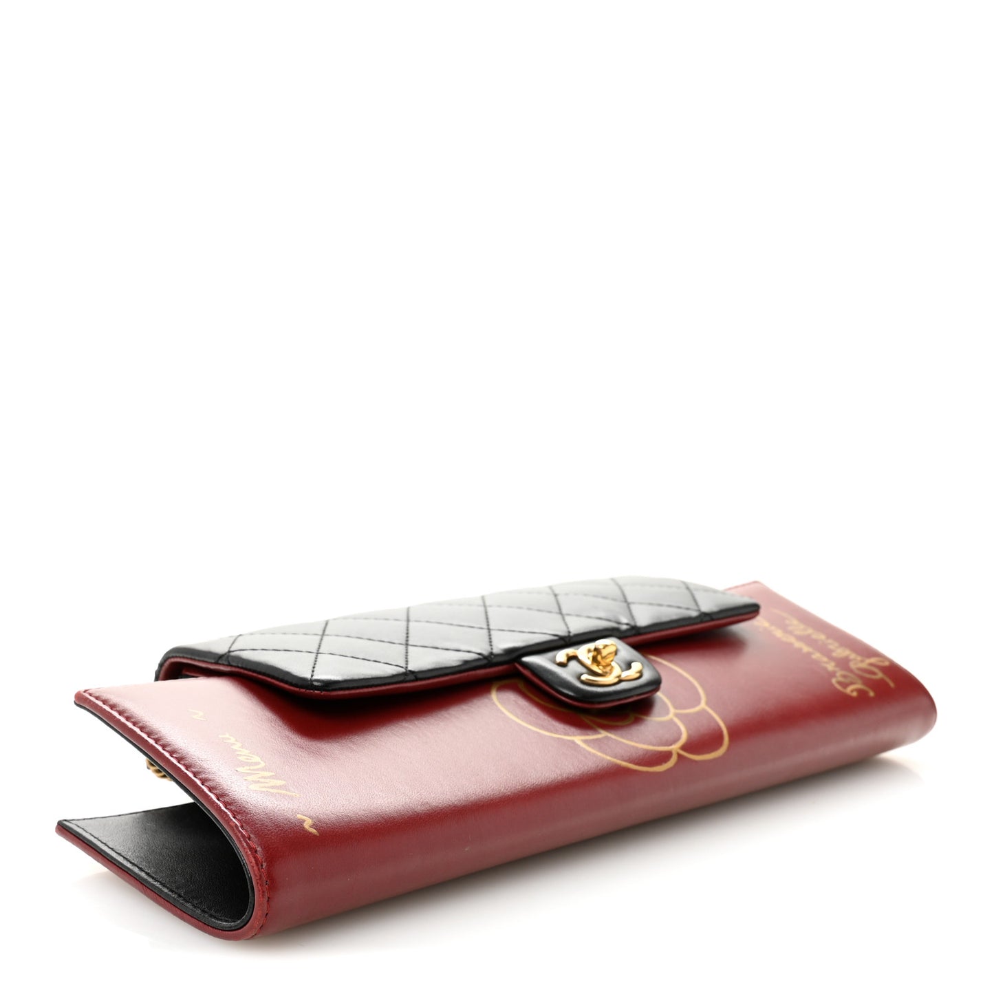 Calfskin Quilted Brasserie Gabrielle Menu CC Clutch Dark Red