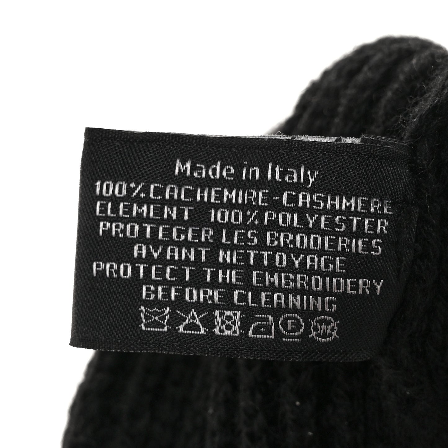 Cashmere Sequin Logo Beanie Hat Black Gold