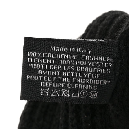 Chanel Cashmere Sequin Logo Beanie Hat Black Gold 7 of 7