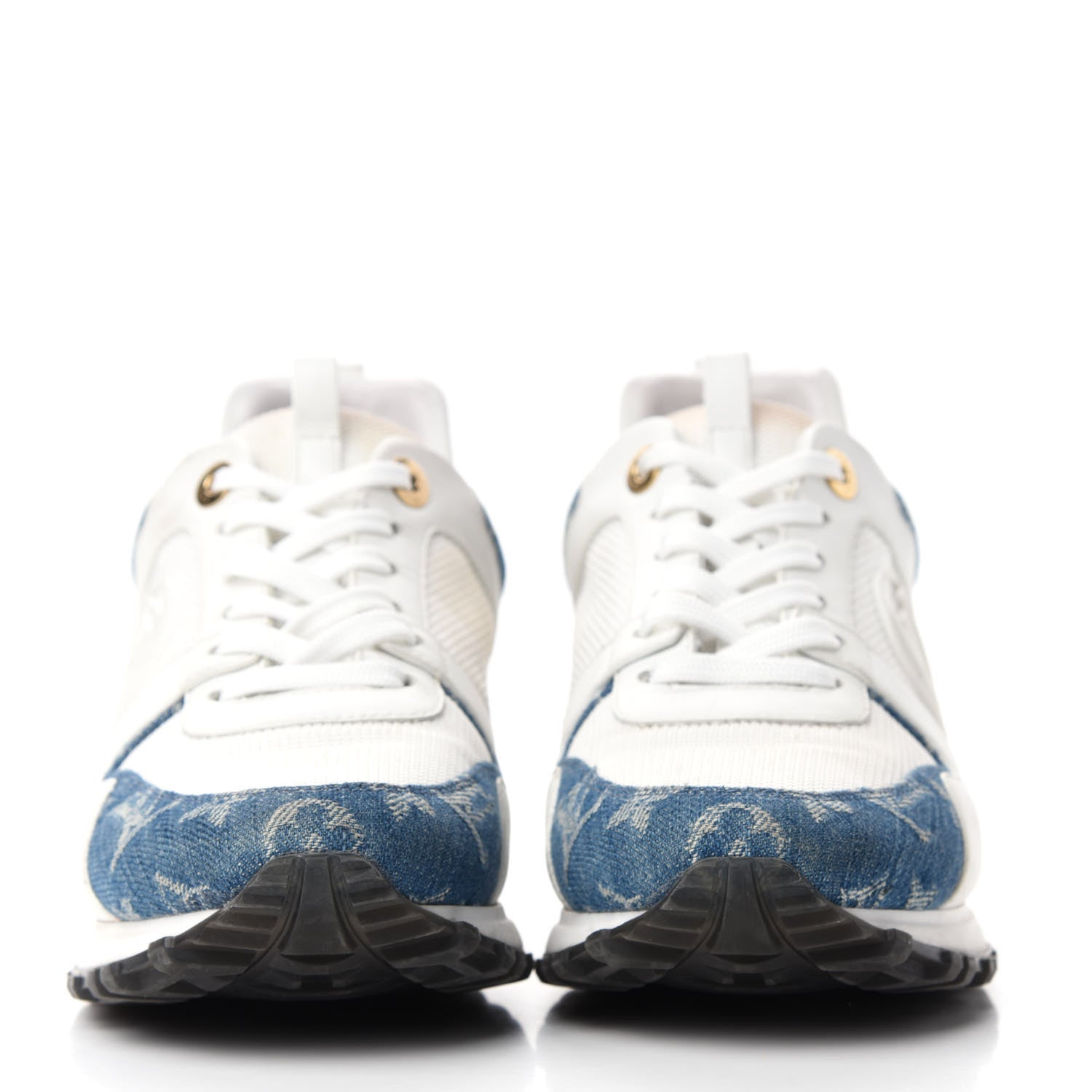 Louis Vuitton Calfskin Monogram Denim Run Away Sneakers 38.5 White 2 of 10