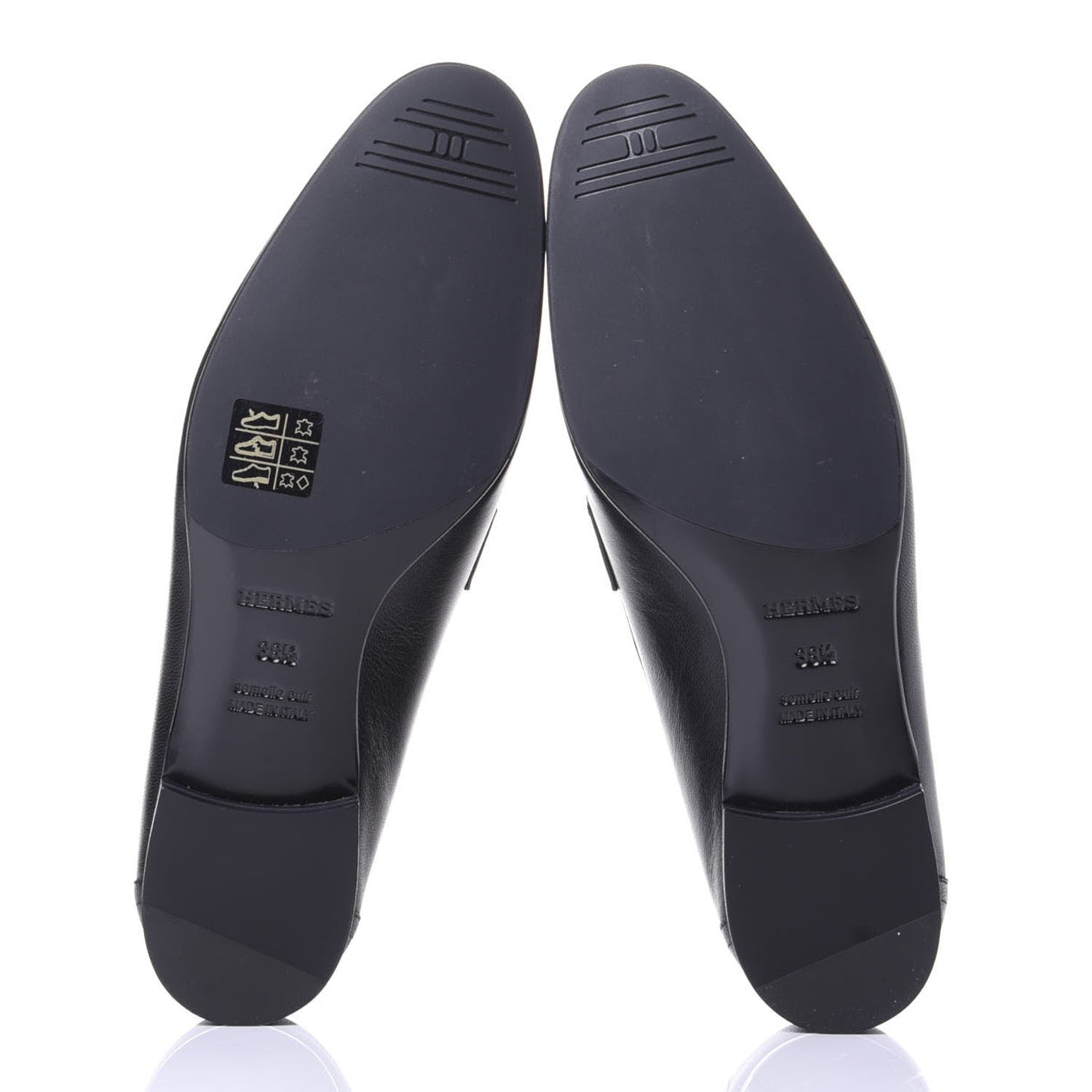 Hermes Goatskin Womens Paris Loafers 38.5 Black 7 of 11