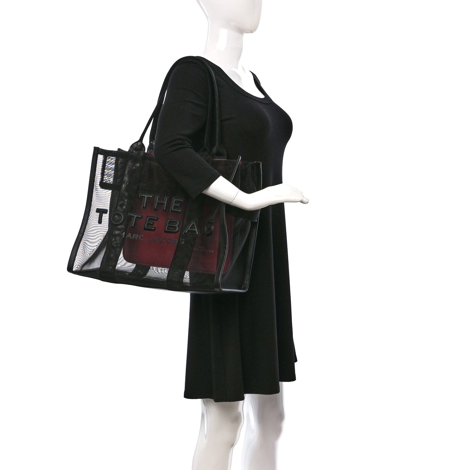 Marc Jacobs Nylon The Mesh Large Tote Bag Black Pink 2 of 10