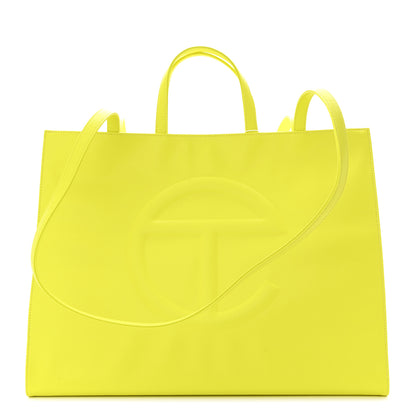 Telfar Vegan Leather Large Shopping Bag Highlighter Yellow 1 of 10