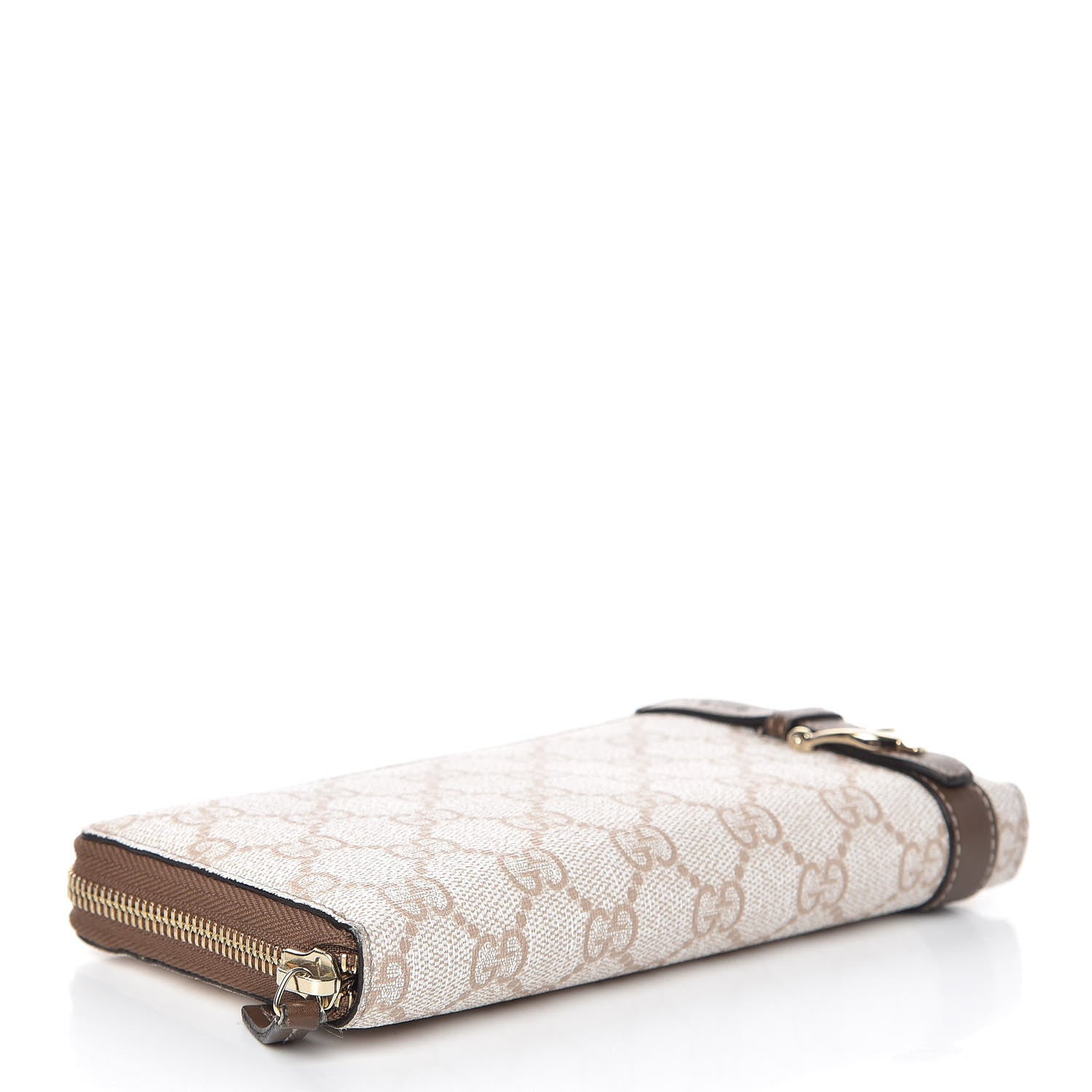 Gucci GG Supreme Monogram Calfskin Nice Zip Around Wallet New Mystic White Beige Brown 4 of 17