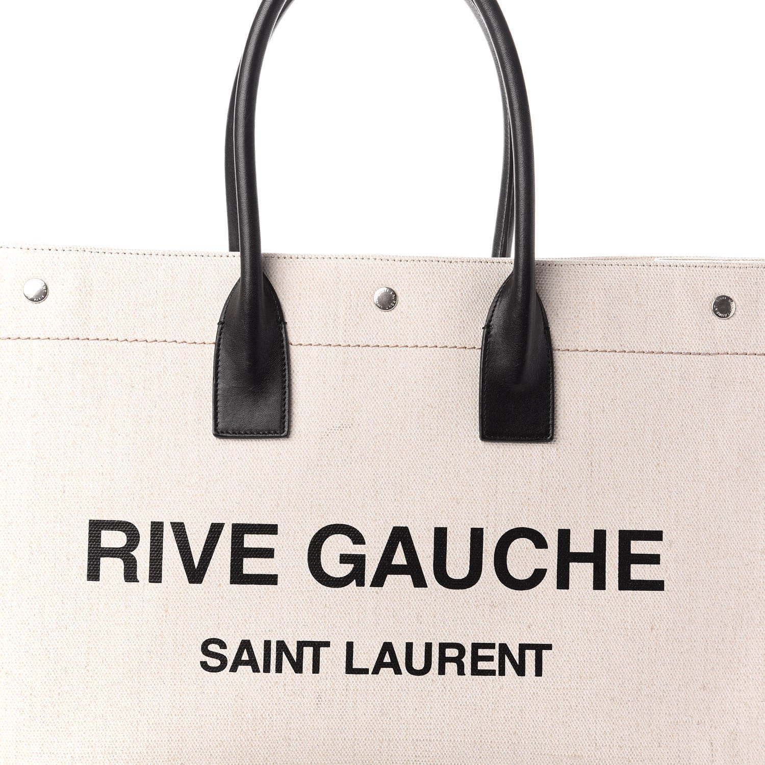 Saint Laurent Linen Calfskin Rive Gauche Tote Optic White 7 of 9