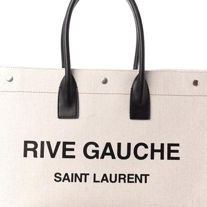 Saint Laurent Linen Calfskin Rive Gauche Tote Optic White 7 of 9