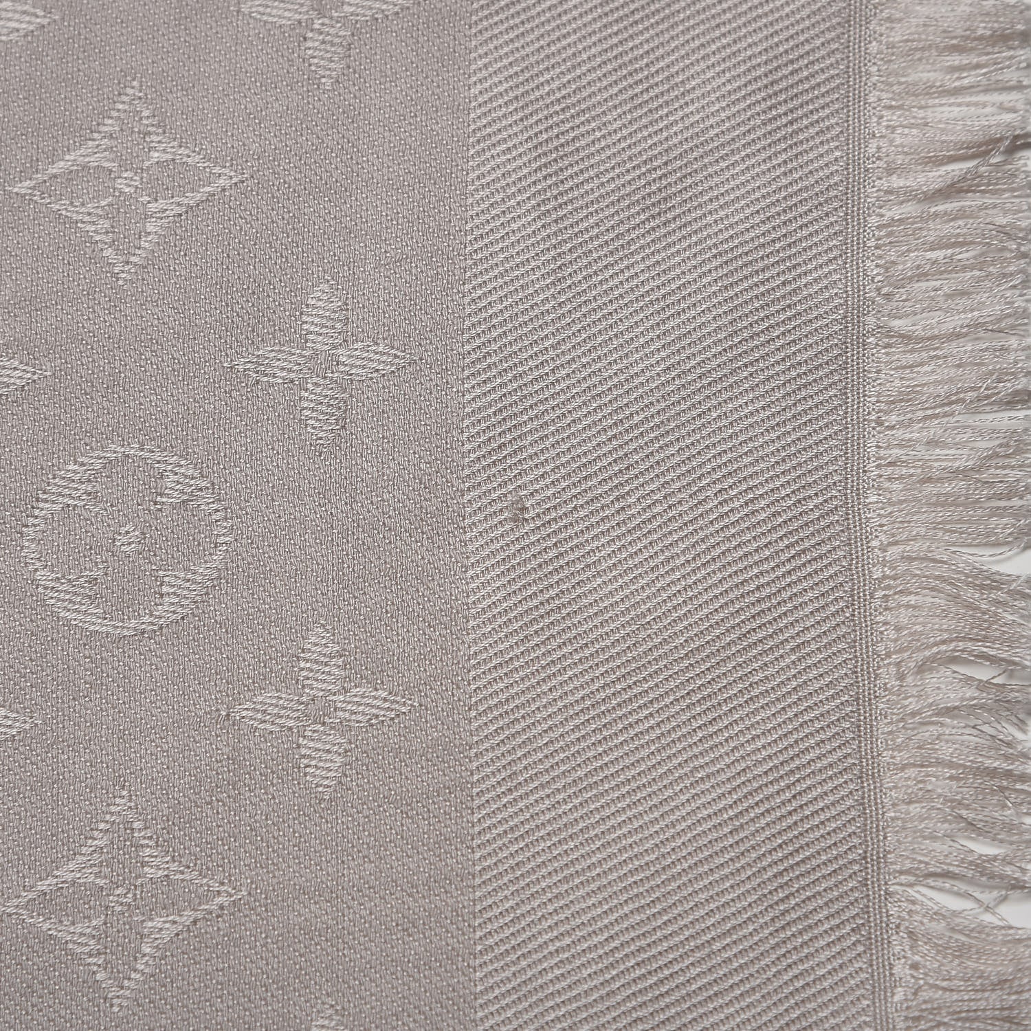 Louis Vuitton Silk Wool Monogram Shawl Greige 6 of 6