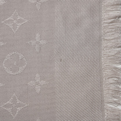 Louis Vuitton Silk Wool Monogram Shawl Greige 6 of 6