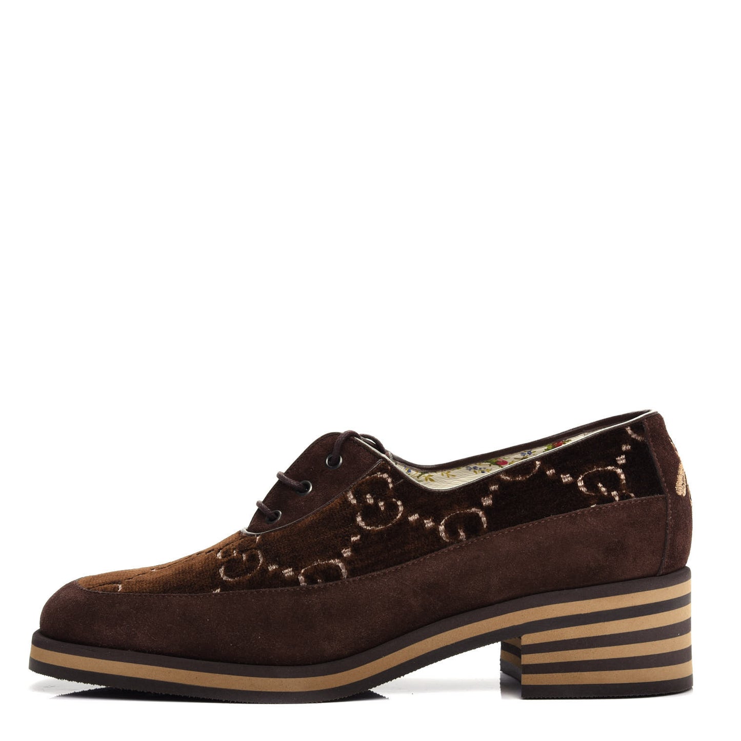 Velvet GG Monogram Thompson Derby Loafers 38 Vintage Cocoa Brown