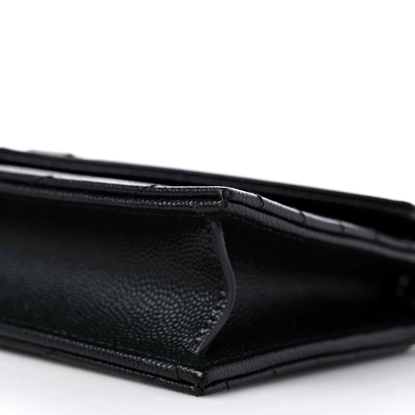 Grain De Poudre Matelasse Chevron Monogram Envelope Chain Wallet Black