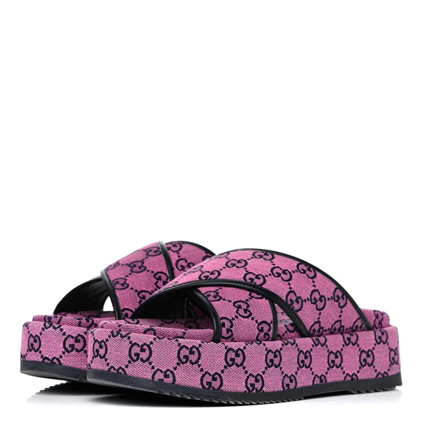Monogram Multicolor Criss Cross Platform Slide Sandals 39 Pink Blue