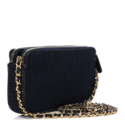Chanel Canvas Small Deauville Clutch With Chain Navy 3 of 12
