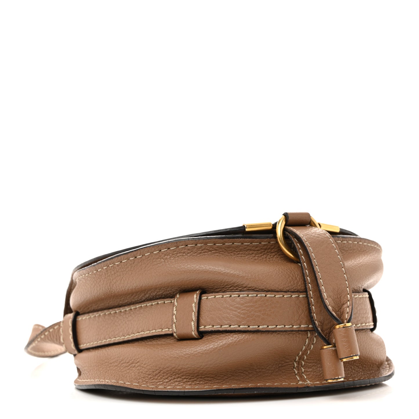 Calfskin Mini Marcie Round Crossbody Bag Nut