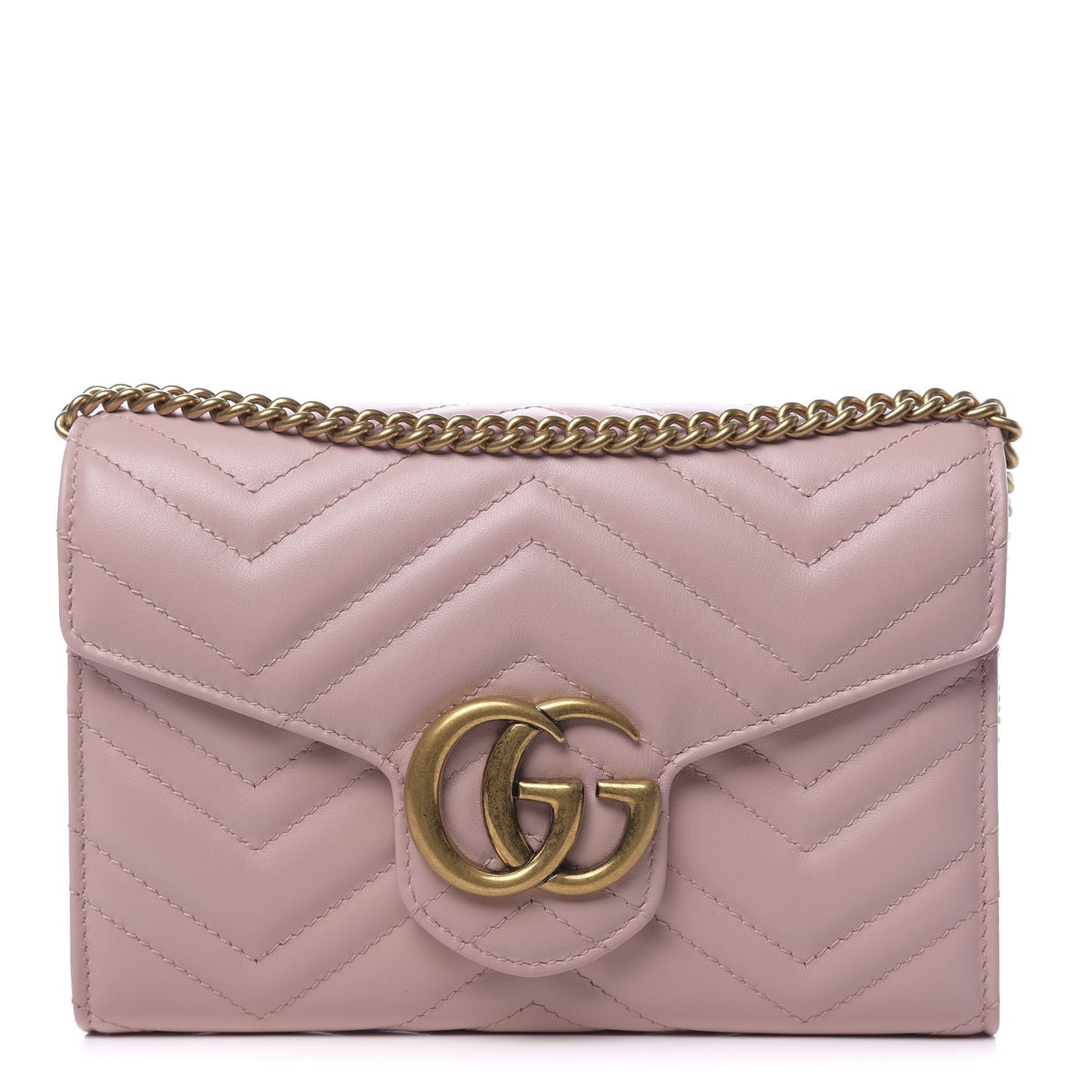 Calfskin Matelasse GG Marmont Chain Wallet Perfect Pink