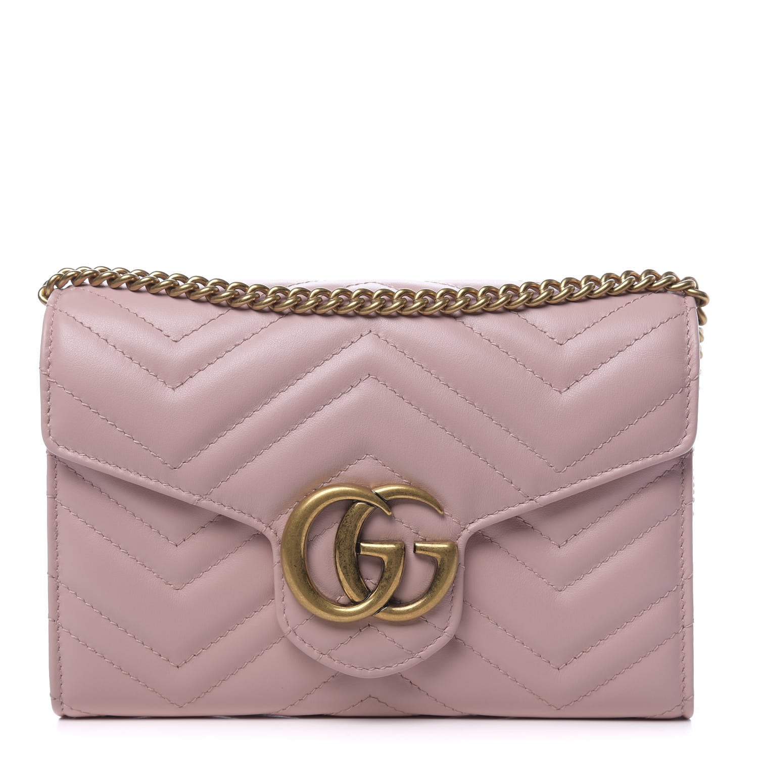 Gucci Calfskin Matelasse GG Marmont Chain Wallet Perfect Pink 1 of 10