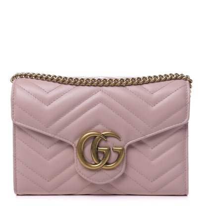 Gucci Calfskin Matelasse GG Marmont Chain Wallet Perfect Pink 1 of 10