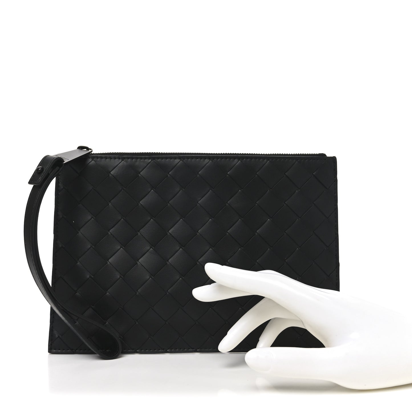 Nappa Intrecciato Wristlet Zip Wallet Black