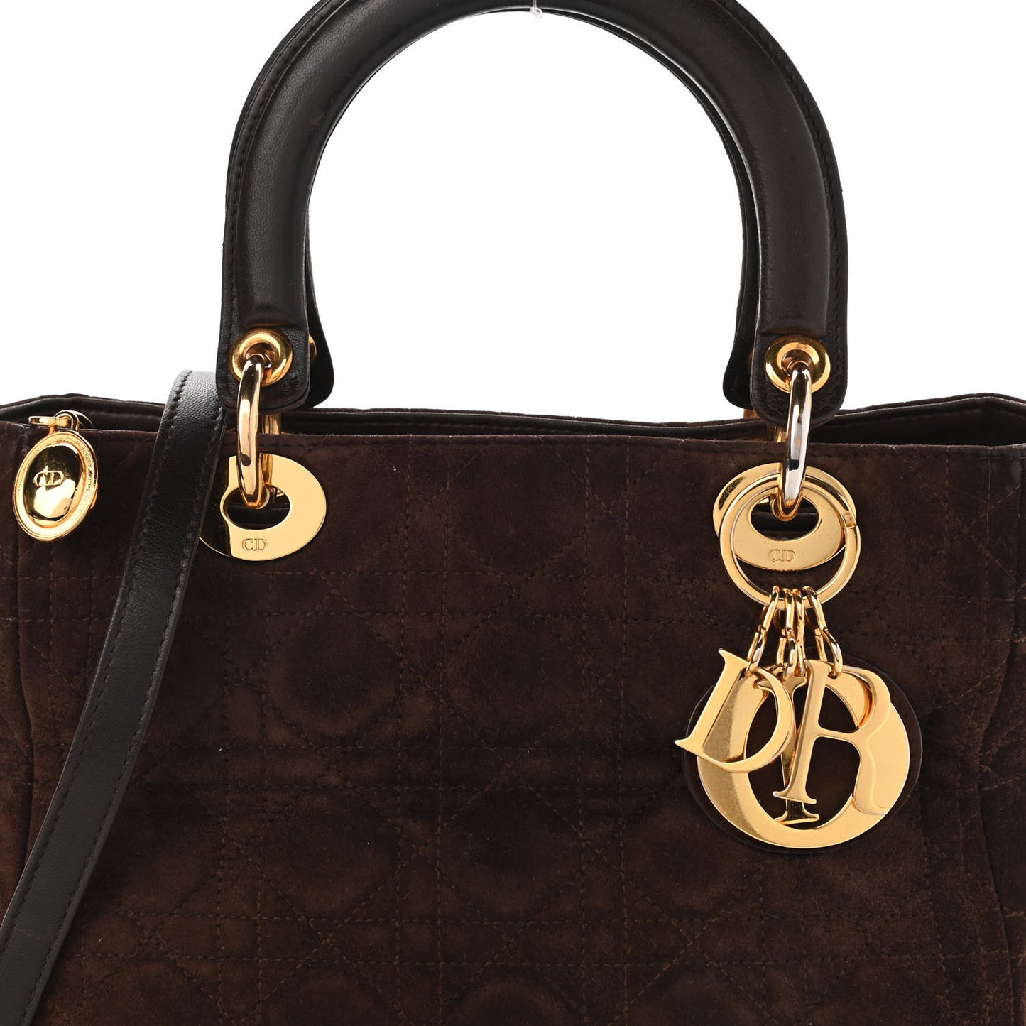 Suede Cannage Medium Lady Dior Brown