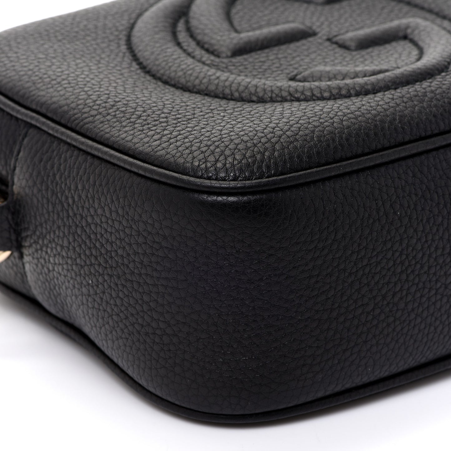 Pebbled Calfskin Small Soho Disco Bag Black