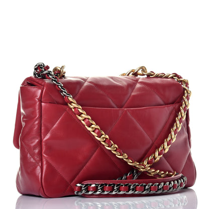 Chanel Lambskin Quilted Large Chanel 19 Flap Dark Pink 3 of 9
