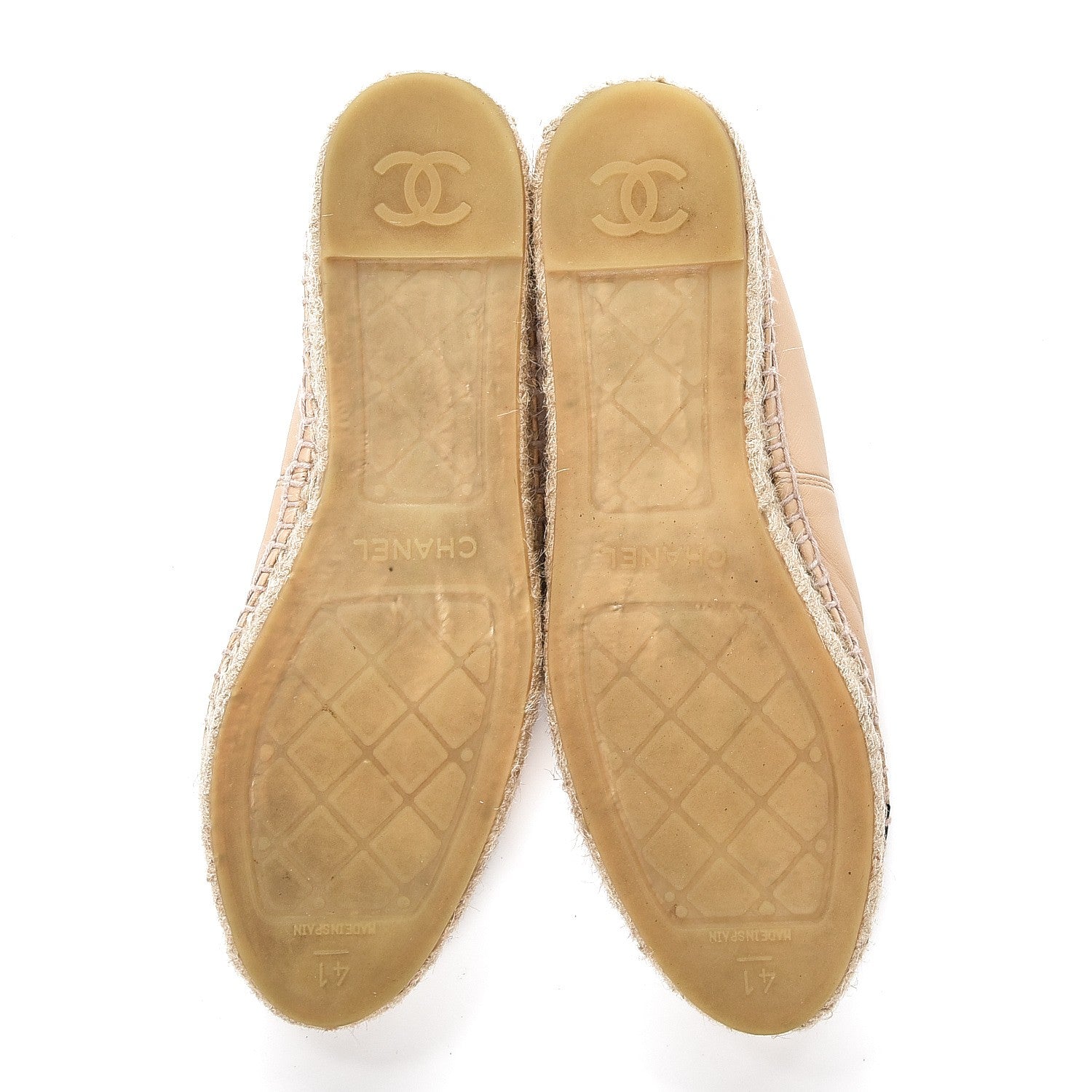 Chanel Lambskin Canvas Cap Toe CC Espadrilles 41 Beige Black 5 of 12