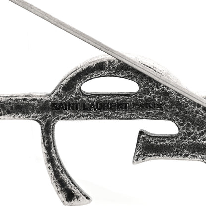 Saint Laurent Monogram Crocodile Opyum Brooch Silver 3 of 3