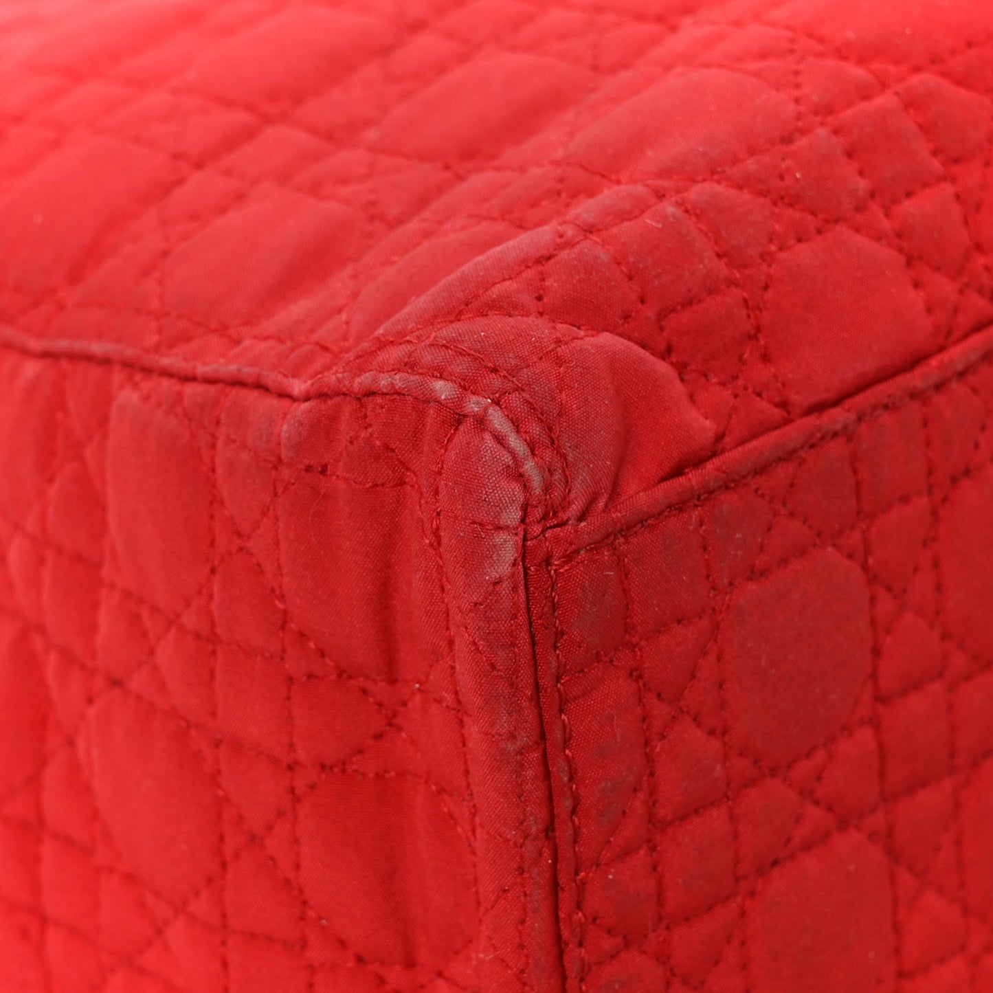 Nylon Cannage Medium Lady Dior Red