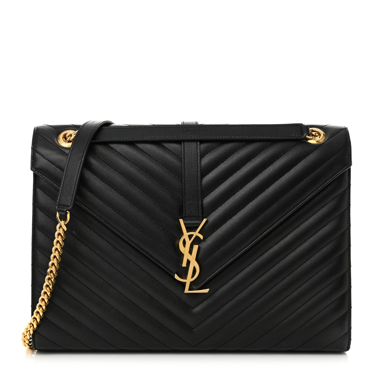Grain De Poudre Matelasse Chevron Large Monogram Satchel Black