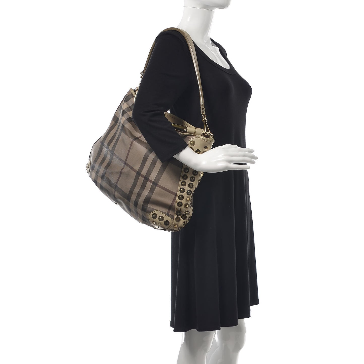 Smoked Check Studded Hobo Stone