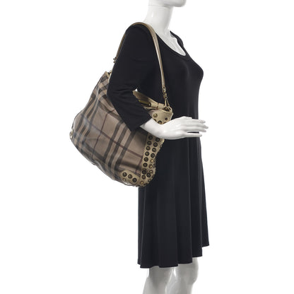 Burberry Smoked Check Studded Hobo Stone 3 of 13