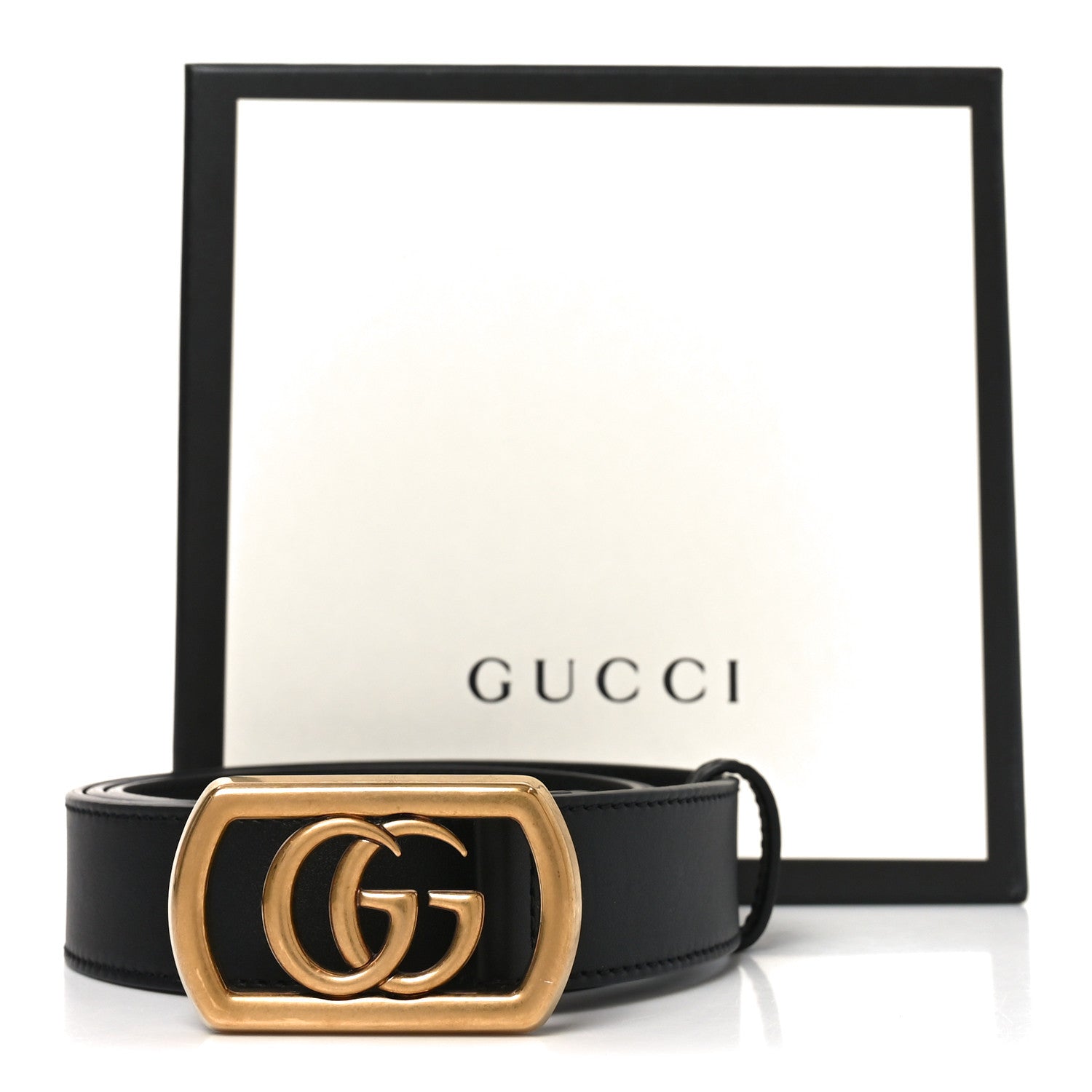 Gucci Calfskin Framed Double G Belt 95 38 Black 5 of 5