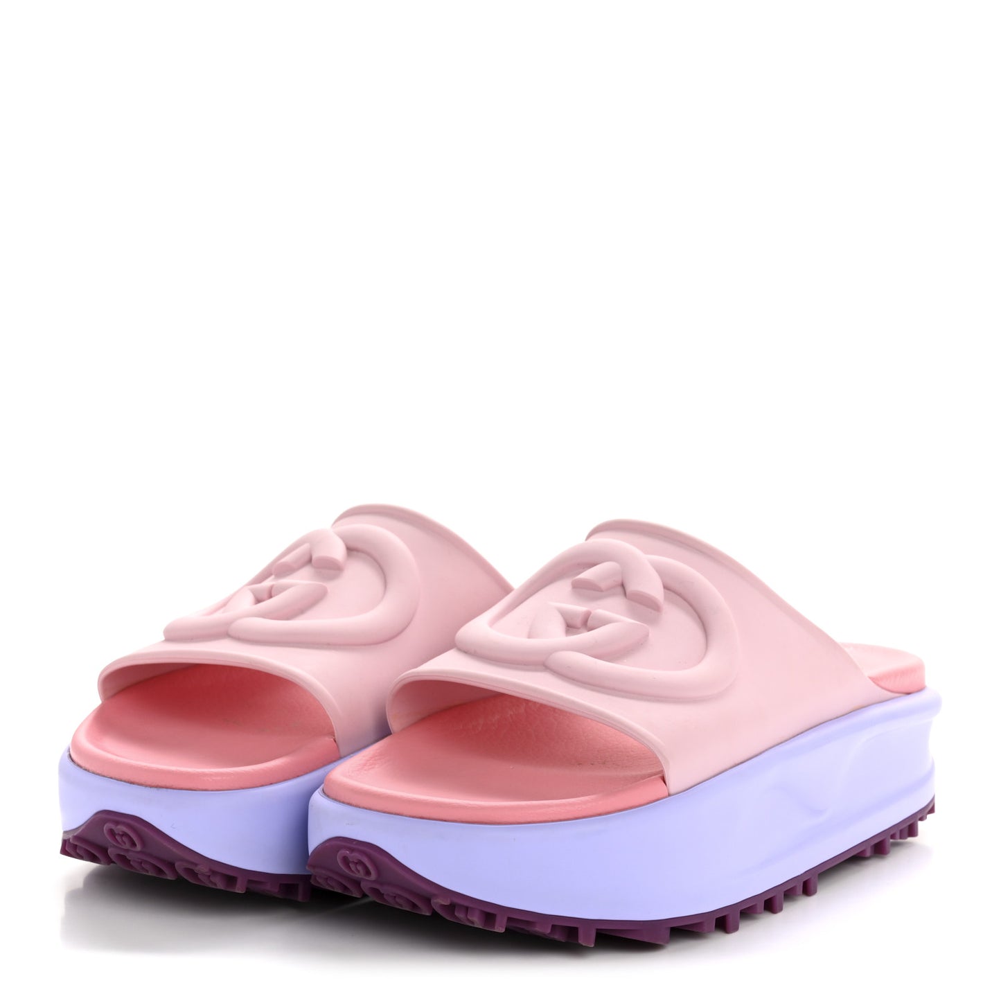 Soft Rubber Womens Interlocking G Platform 42mm Slide Sandals 40 Sugar Pink