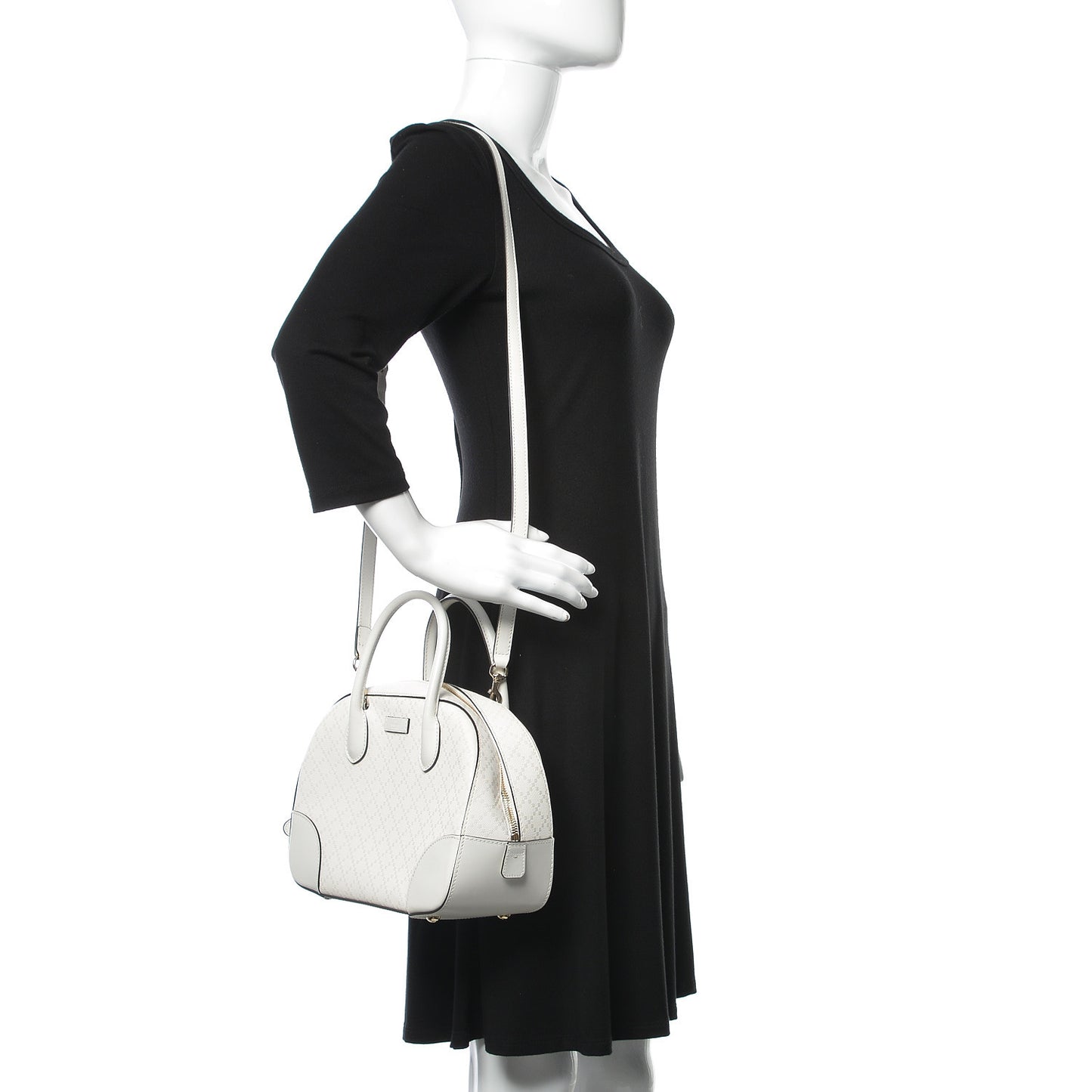 Calfskin Diamante Small Top Handle Bag White