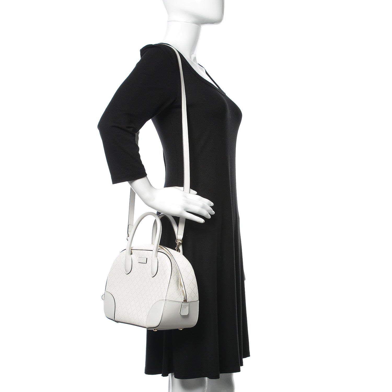 Gucci Calfskin Diamante Small Top Handle Bag White 2 of 13