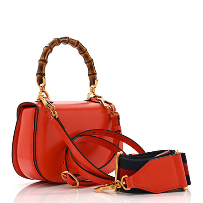 Gucci Boarded Dyana Lux Calfskin Web Small Bamboo 1947 Top Handle Bag Calypso Orange 4 of 12
