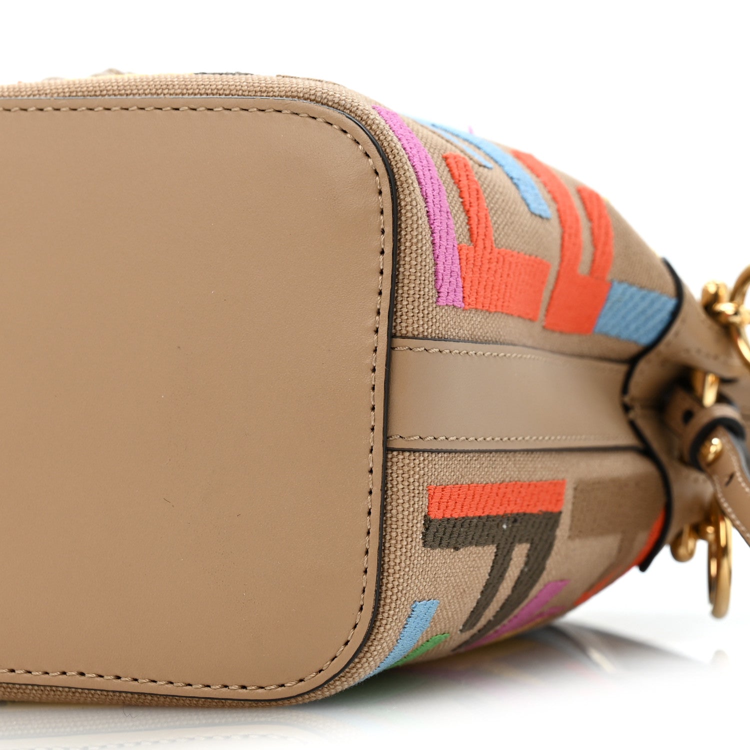 Fendi Canvas Vitello King F is Fendi FF Multicolor Embroidered Mini Mon Tresor Bucket Bag Multicolor Cuoio 10 of 11