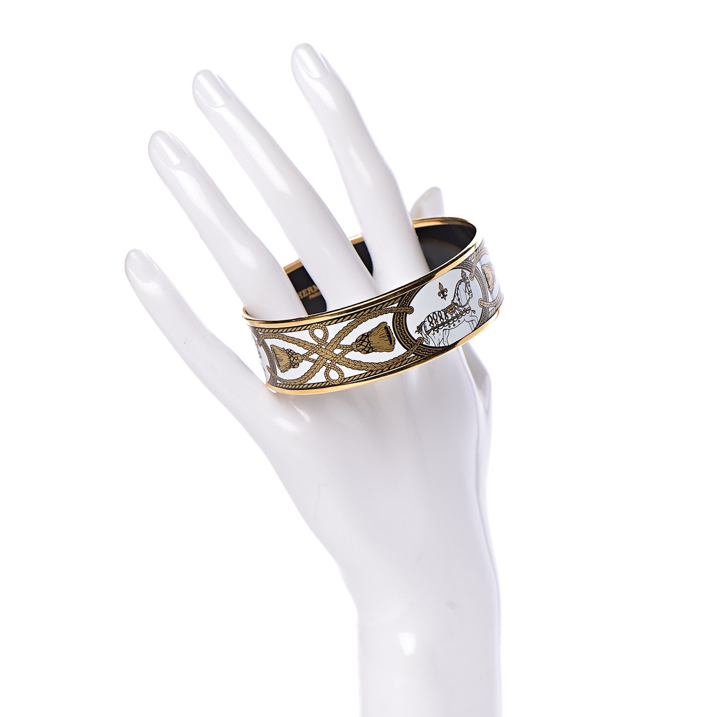 Enamel Printed Wide Grand Apparat Bracelet 70 White