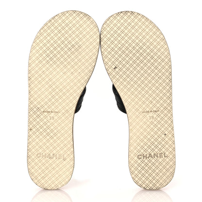 Chanel Entre Doigts Thong Sandals 39 Black White 7 of 11