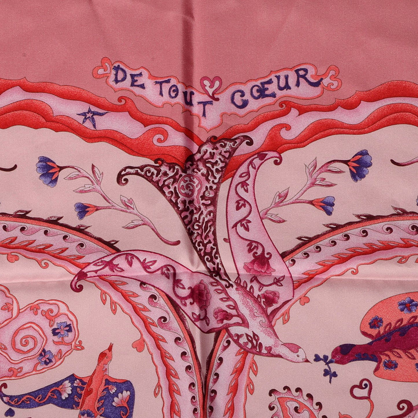 Silk De Tout Coeur Scarf 90 Vieux Rose Rose Pale Violine